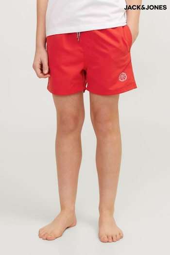 JACK & JONES Red Double Waistband Logo Swim Shorts (E01879) | £22