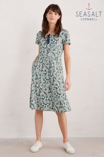 Seasalt Cornwall Green Enor Fit-and-Flare Dress (E01928) | £60