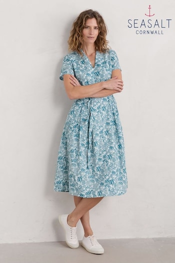 Seasalt Cornwall Green Petite Top Terrace Fit and Flare Dress (E01998) | £76