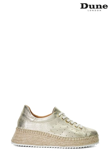 Dune London Gold Explainedd Leather Wedge Lace-Up Trainers (E02119) | £100
