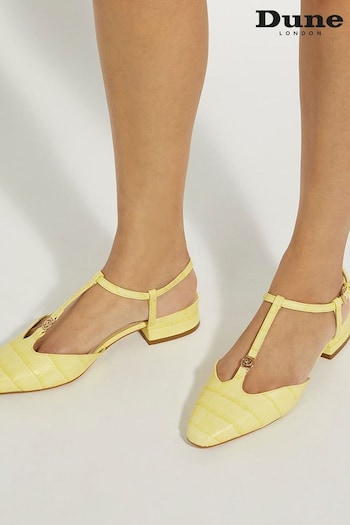 Dune London Yellow Heya T Bar Open Flat printeds Shoes (E02135) | £85