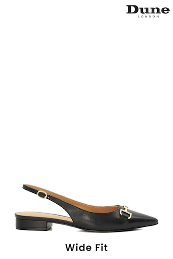 Dune London Black Wide Fit Hopeful Branded-Snaffle-Trim Ballet Shoes (E02138) | £85