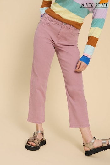 White Stuff Pink Blake Straight Crop Jeans Stretch (E02205) | £47