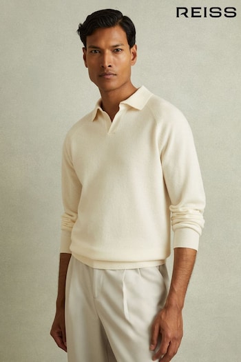 Reiss Ivory Grange Wool-Cashmere Open-Collar Polo Shirt (E02273) | £118