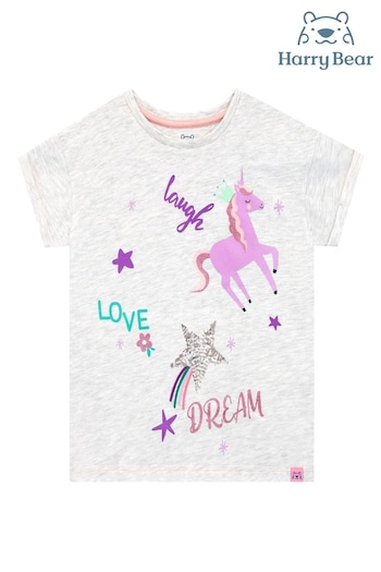 Harry Bear Grey Laugh Love Dream Unicorn T-Shirt (E02290) | £13