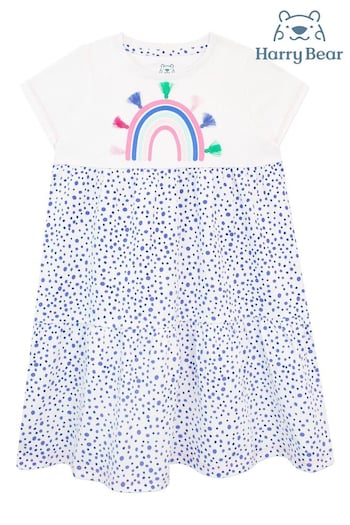 Harry Bear White Rainbow Spotty Dress (E02294) | £19