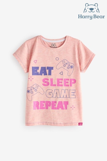 Harry Bear Pink Eat Sleep Game Repeat T-Shirt (E02303) | £13