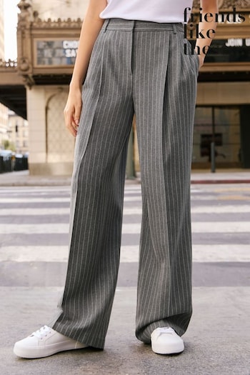 Friends Like These Grey Stripe Tailored Wide Leg Trousers (E02327) | £38