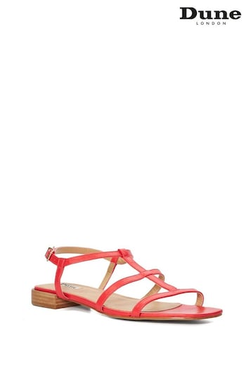 Dune London Red Ladi Skinny Strappy Sandals (E02342) | £85