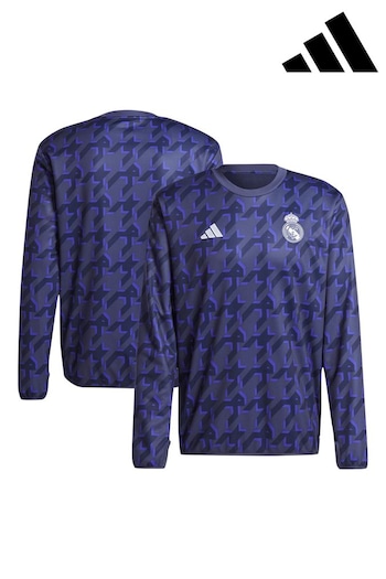adidas Blue Real Madrid Pre Match Warm Top (E02357) | £100