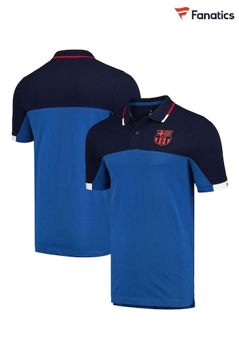 Fanatics Blue Barcelona Colour Block Polo Shirt (E02381) | £35