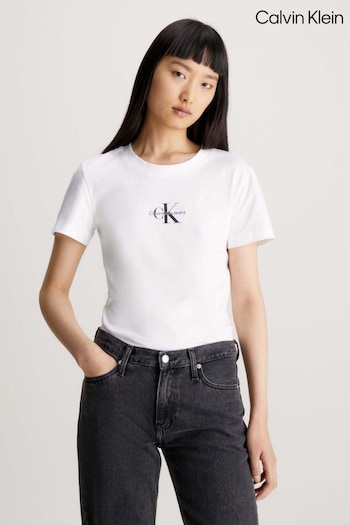 Calvin the Klein Slim Fit Logo White T-Shirt (E02429) | £40
