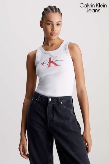 Calvin Klein Logo Rib White Tank (E02438) | £45