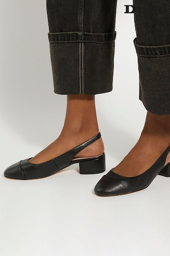 Dune London Casing Sling Back Block Heel Black Sandals (E02463) | £85