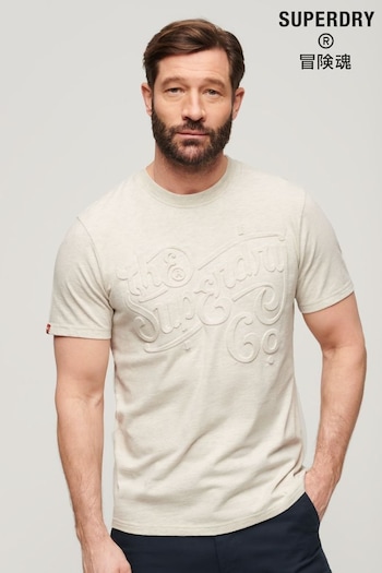 Superdry Cream Embossed Archive Graphic T-Shirt (E02540) | £30