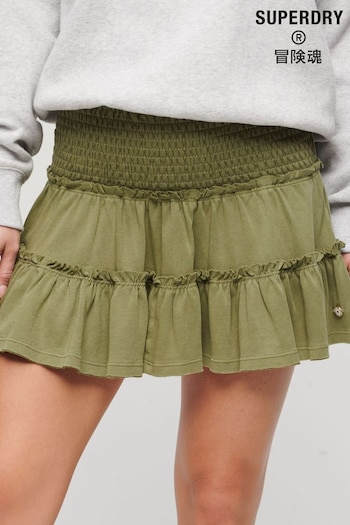 Superdry Green Tiered Jersey Mini Skirt (E02542) | £35