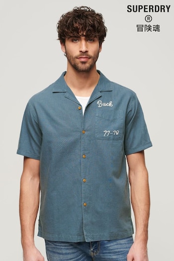 Superdry Blue Resort Short Sleeve Shirt (E02544) | £45