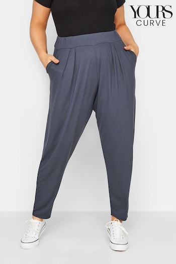 Yours Curve Grey Double Pleated Harem Trousers Slinky (E02665) | £23