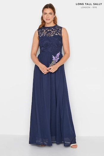 Long Tall Sally Blue Lace Detail Midaxi Dress (E02666) | £75
