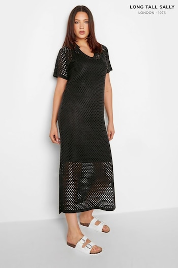 Long Tall Sally Black Crochet Dress (E02689) | £34