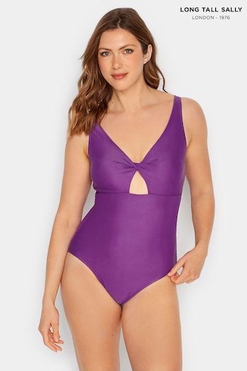 Long Tall Sally Purple Twist Cut Out Swimsuit (E02693) | £39