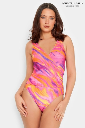 Long Tall Sally Pink Print Swimsuit (E02697) | £39