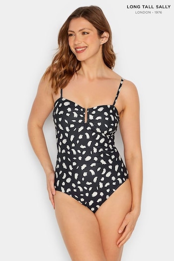 Long Tall Sally Black Abstract Print Swimsuit (E02706) | £39