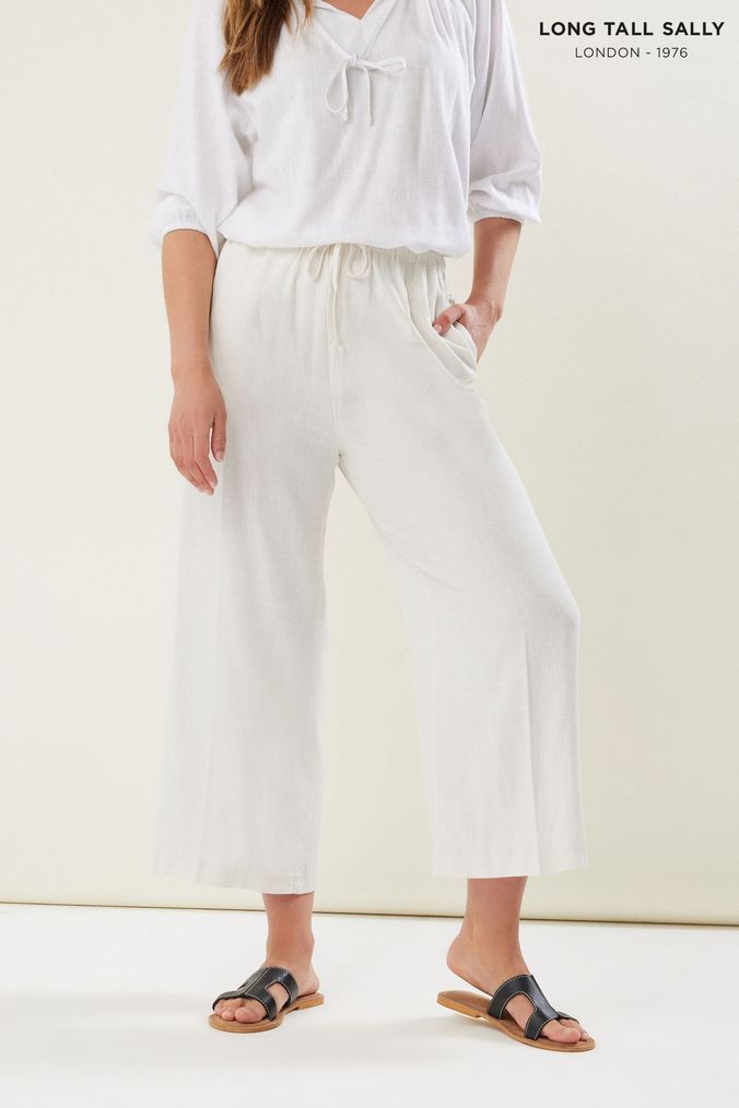 Cropped Linen Trousers Linen Blend Cropped Trousers Next UK