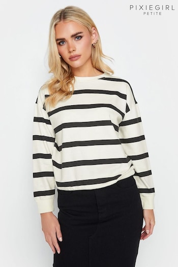 PixieGirl Petite Black Mono Stripe Sweatshirt (E02710) | £27