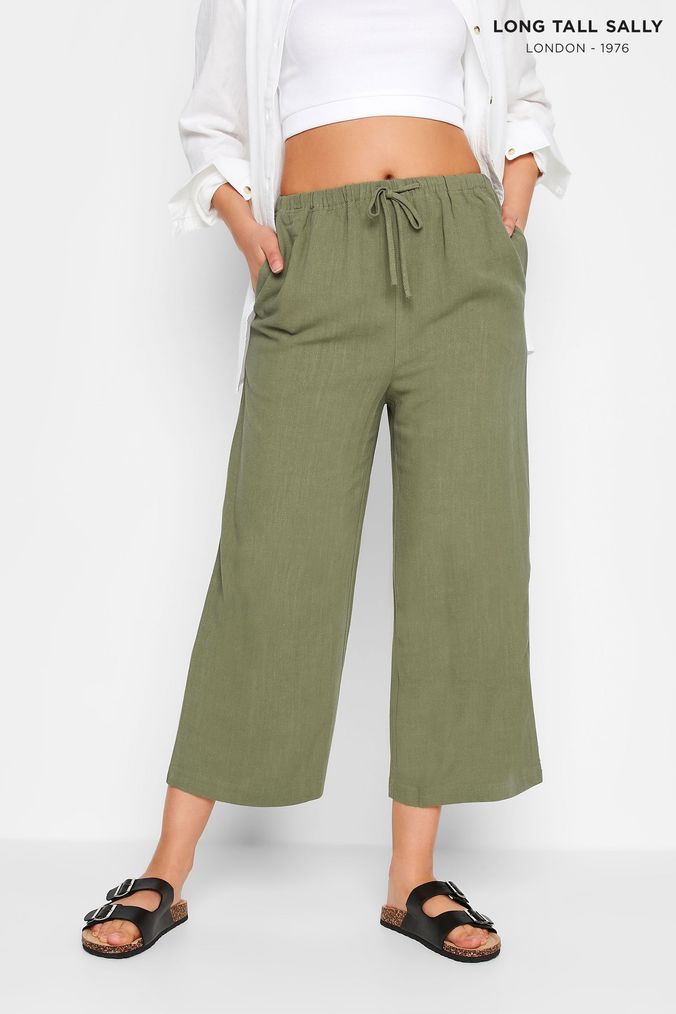 Cropped Linen Trousers Linen Blend Cropped Trousers Next UK