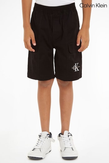 Calvin Pool Klein Logo Cargo Black Shorts (E02729) | £60 - £70