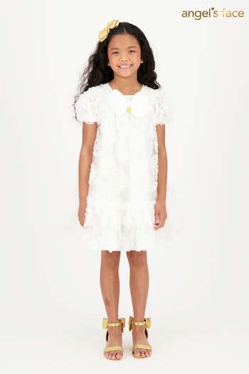 Angels Face Marta 3D Flower Snowdrop White Dress (E02753) | £95 - £100