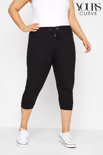 Yours Curve Black Cropped Stretch Joggers (E02766) | £19