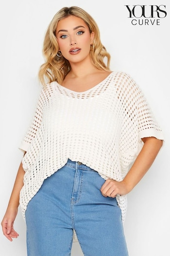 Yours Curve Cream Crochet Boxy Cover-Up (E02791) | £24