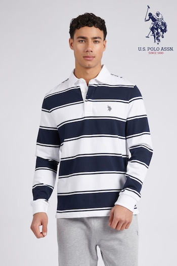 U.S. Polo marc Assn. Mens Regular Fit Striped Rugby White Shirt (E02812) | £75