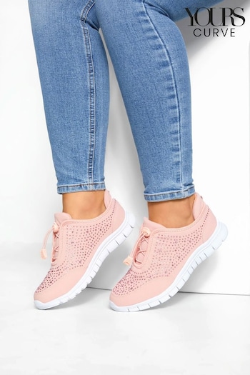 Yours Curve Pink Extra Wide Fit Titania Gem Trainers (E02834) | £31