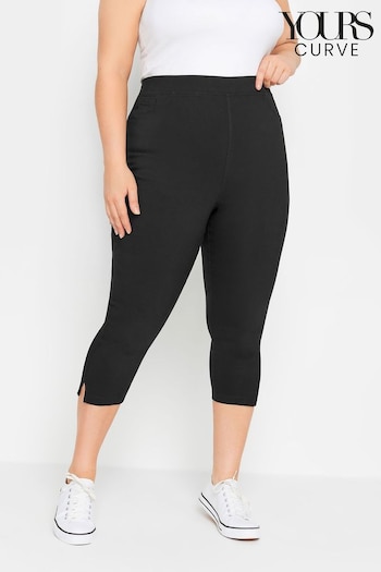 Yours Curve Black Bengaline Cropped Stetch Pull-Ons Trousers (E02846) | £27