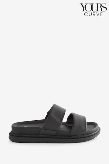 Yours Curve Black Extra-Wide Fit Two Strap Colour Drench Sandals (E02848) | £24