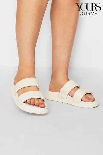Yours Curve White Extra-Wide Fit Two Strap Colour Drench Sandals (E02860) | £24
