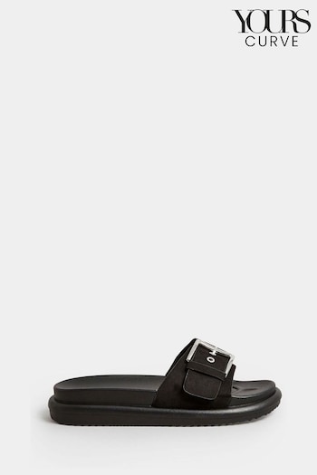 Yours Curve Black Sliver Extra Wide Fit Wide Fit Diamante Flower Sandals (E02866) | £26