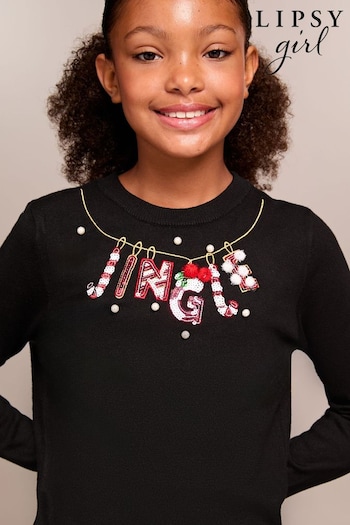 Lipsy Black Knitted Clutch Jumper (5-16yrs) (E02922) | £24 - £32