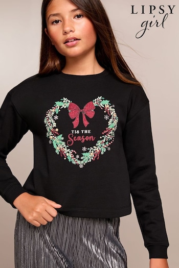 Lipsy Black Christmas Sweatshirt (5-16yrs) (E02930) | £22 - £30