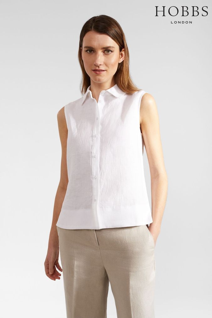 Womens white linen tops uk on sale
