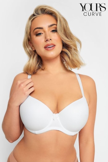 Yours Curve White Moulded T-Shirt blue Bra (E02938) | £22