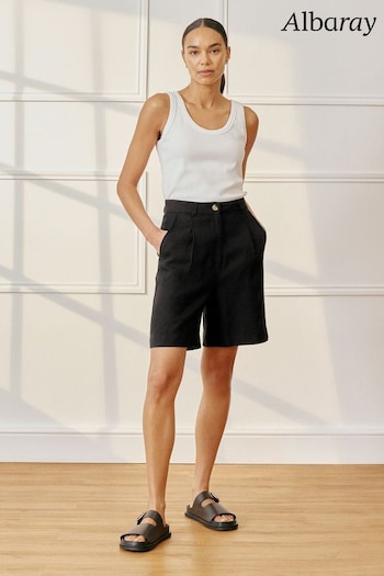 Albaray Linen Black Shorts (E02971) | £59