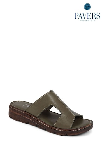Pavers Leather Slip On Sandals (E02987) | £40