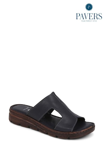 Pavers Leather Slip On Sandals Rugby (E02993) | £40