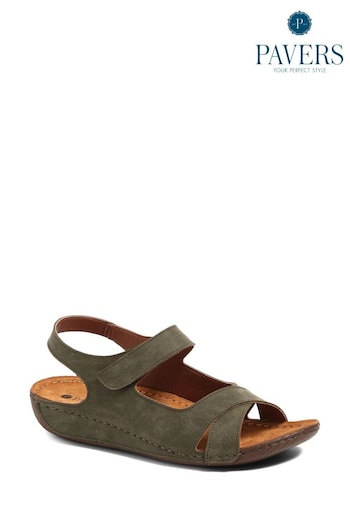 Pavers Green Ladies Touch Fasten Sandals (E03003) | £33