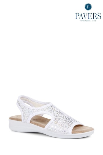 Pavers Pull-On White Sandals (E03035) | £35