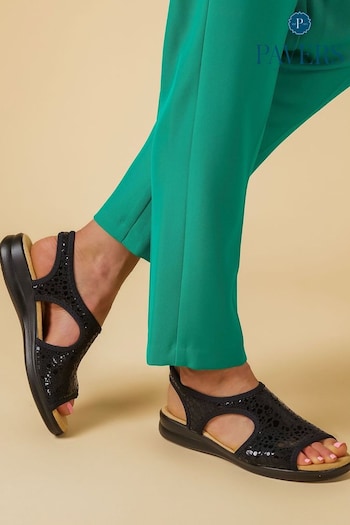 Pavers Pull-On Black Sandals (E03039) | £35
